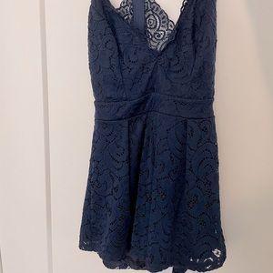 Navy Blue Lace Romper